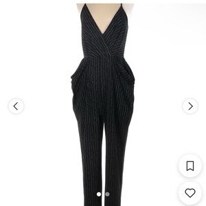 BCBGeneration black long romper jumpsuit V top Size Small